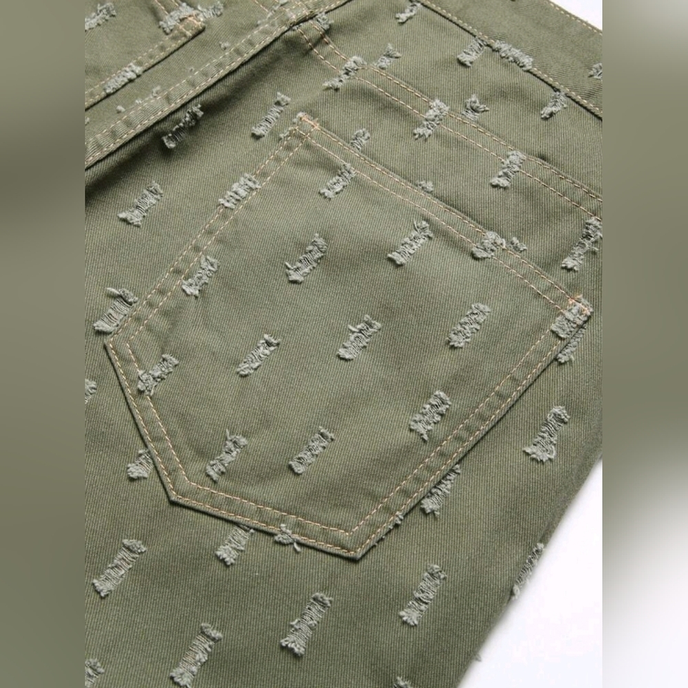 Stylish Olive Green Patterned Pants - image 8